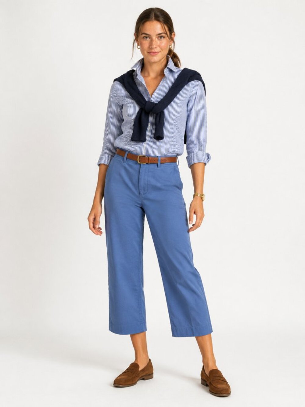 Polo Ralph Lauren Wide Leg Cropped Chinos Blue Size 6 Casual